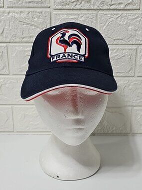 France FFF Cap with Embroidered Logo Navy Blue Adjustable Soccer  Hat NWT